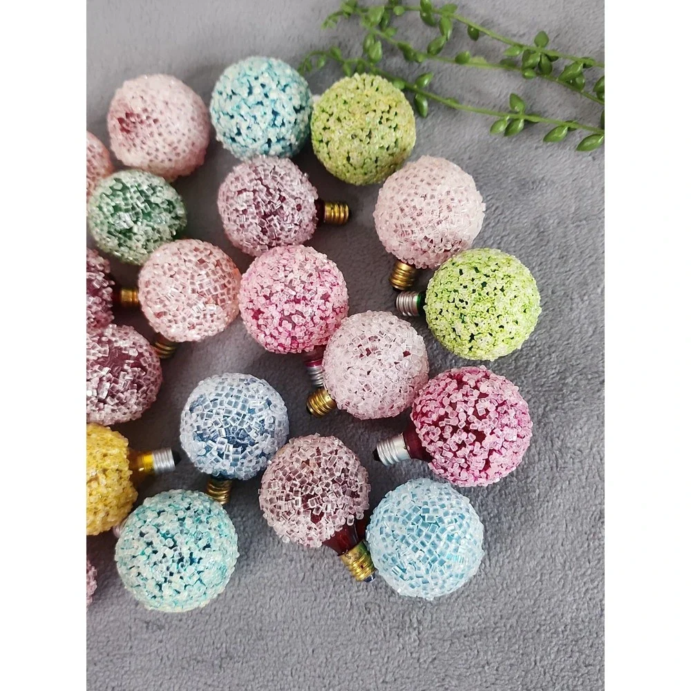 25 Vintage GE Snowball Frosted Lighted Ice Christmas Bulbs Tested Working Iced